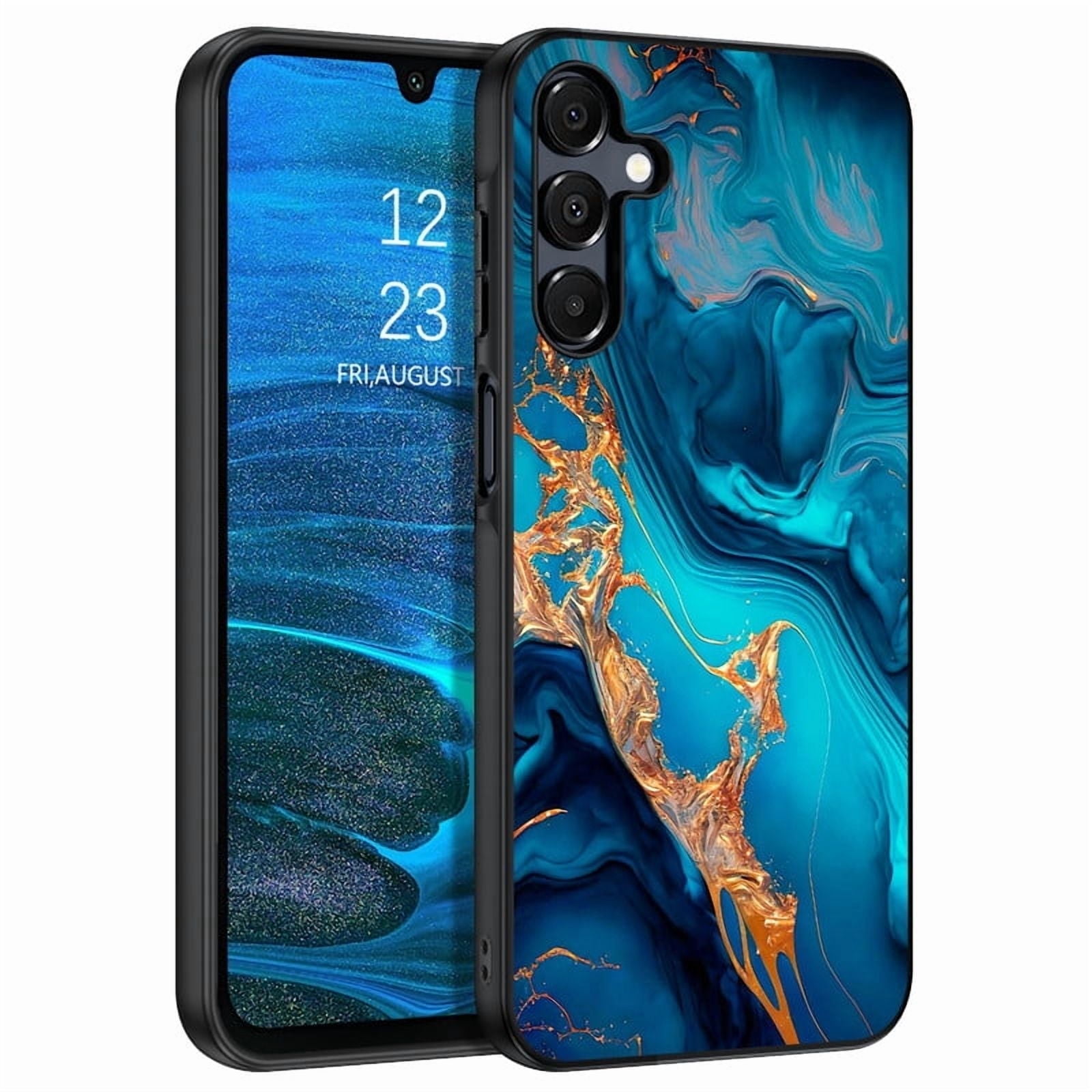 GAOBAO for Samsung Galaxy A16 5G Case, Slim Fit Glow in The Dark Hybrid Hard PC Soft TPU Bumper Drop Protective Girls Women Men Phone Cover for Samsung Galaxy A16 5G, Blue Marble/Gold