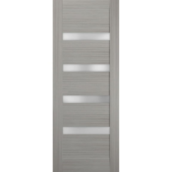 Slab Barn Door Panel 36 x 84 inches | Quadro 4113 Grey Ash with Frosted Glass | Sturdy Finished Doors | Pocket Closet Sliding