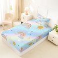 thumbnail image 5 of Manfei Kawaii Rainbow Twin Sheets, Galaxy Astrology Bedding, Light Blue, 3 Pieces, 1 Flat Sheet, 1 Fitted Sheet and 1 Pillowcase, 5 of 6