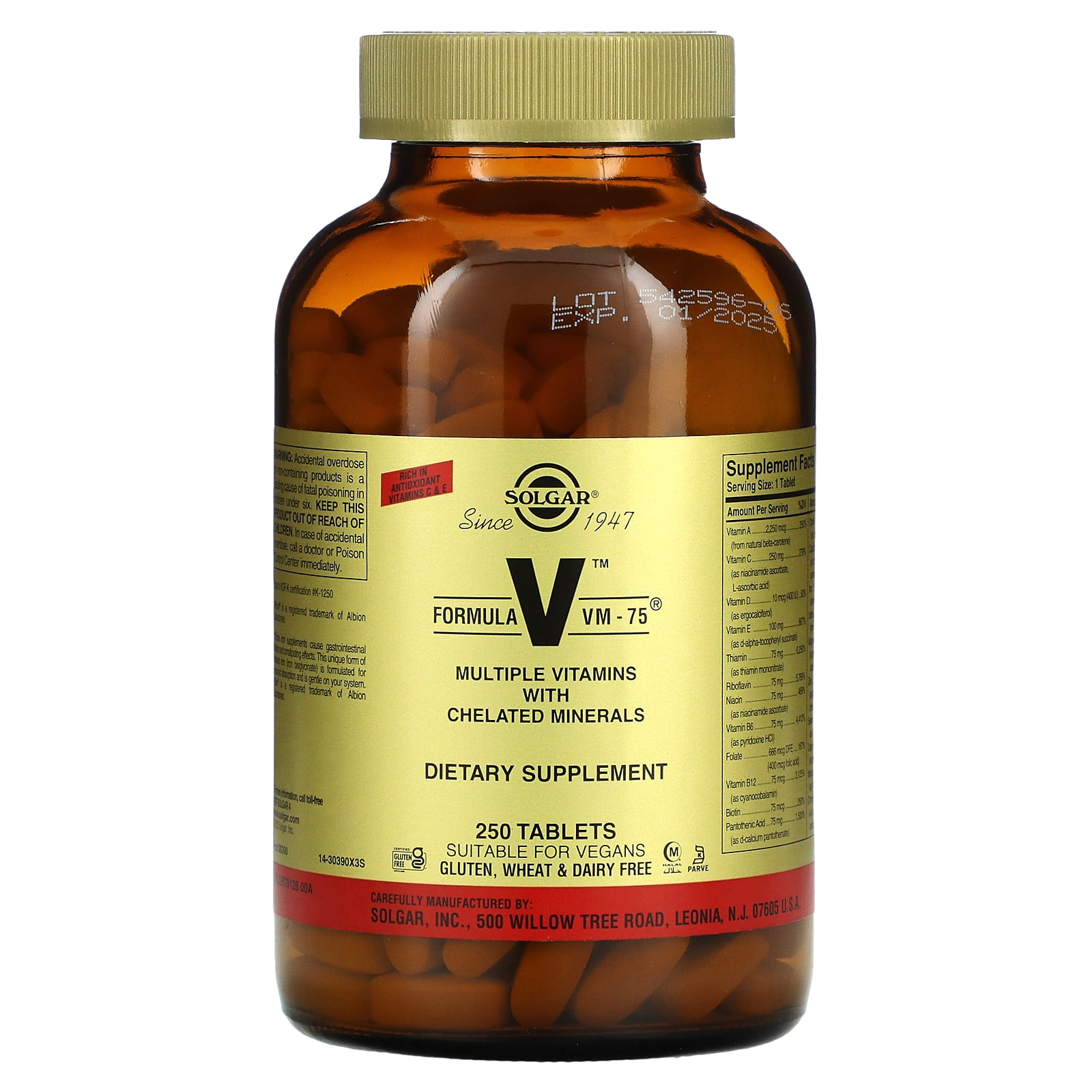 Formula VM-75, 250 Tablets, Solgar - Walmart.com