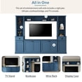 thumbnail image 4 of FFZ Minimalist Entertainment Wall Unit With Bridge, For Up To 75 inch Tvs, Adjustable Shelves, Blue, 4 of 6