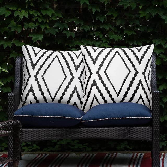 Fundas de almohada impermeables para exteriores, estilo bohemio, fundas de almohada geométricas para patio y jardín, juego de 2, 18 x 18 pulgadas