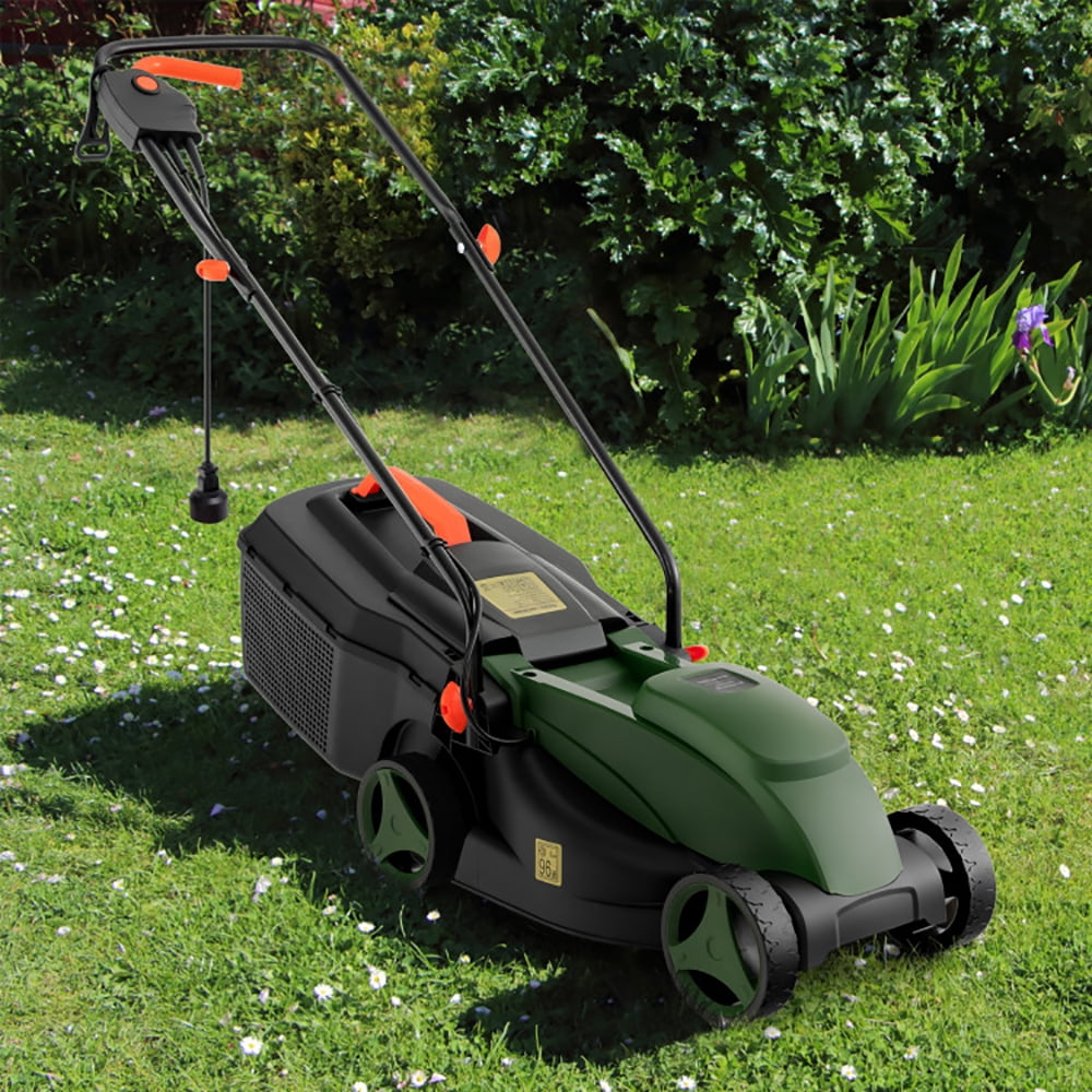 GVN 12-AMP 13.5 Inch Adjustable Electric Corded Lawn Mower with Collection Box-Green, Electric Lawn Mowers for Garden, Yard and Farm