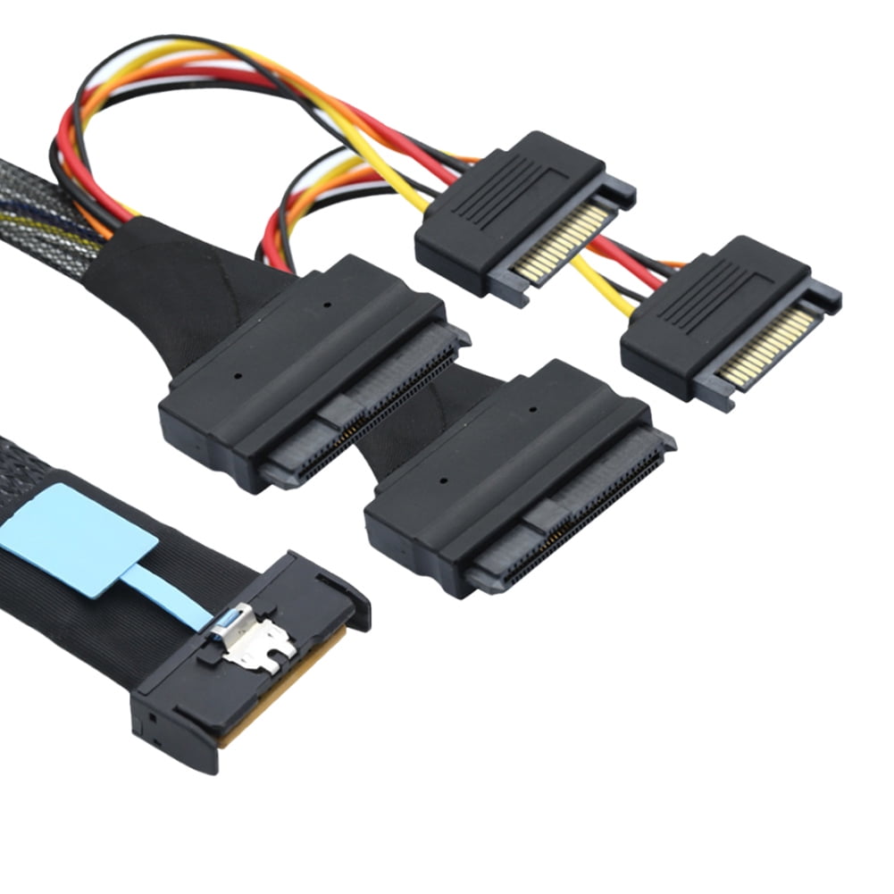 Câble Adaptateur Serveur MCIO 8i Vers 2x SFF-8639 + Alimentation – Pour Connexion Données Et Puissance