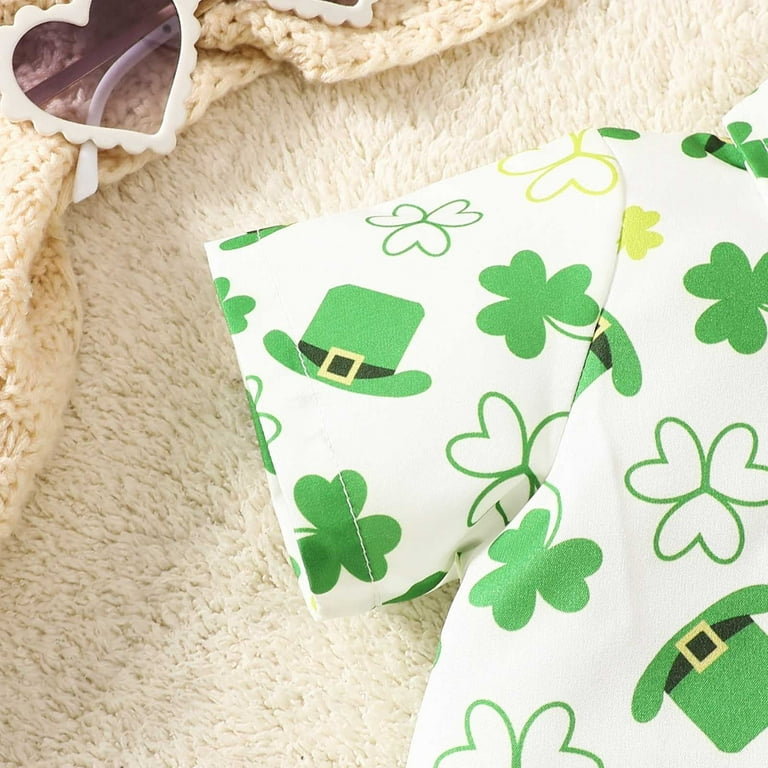 Toddler Boy St. Patrick's Day Outfit - Clover Button-Up Shirt & Shorts Set, Irish Gentleman 2-Piece