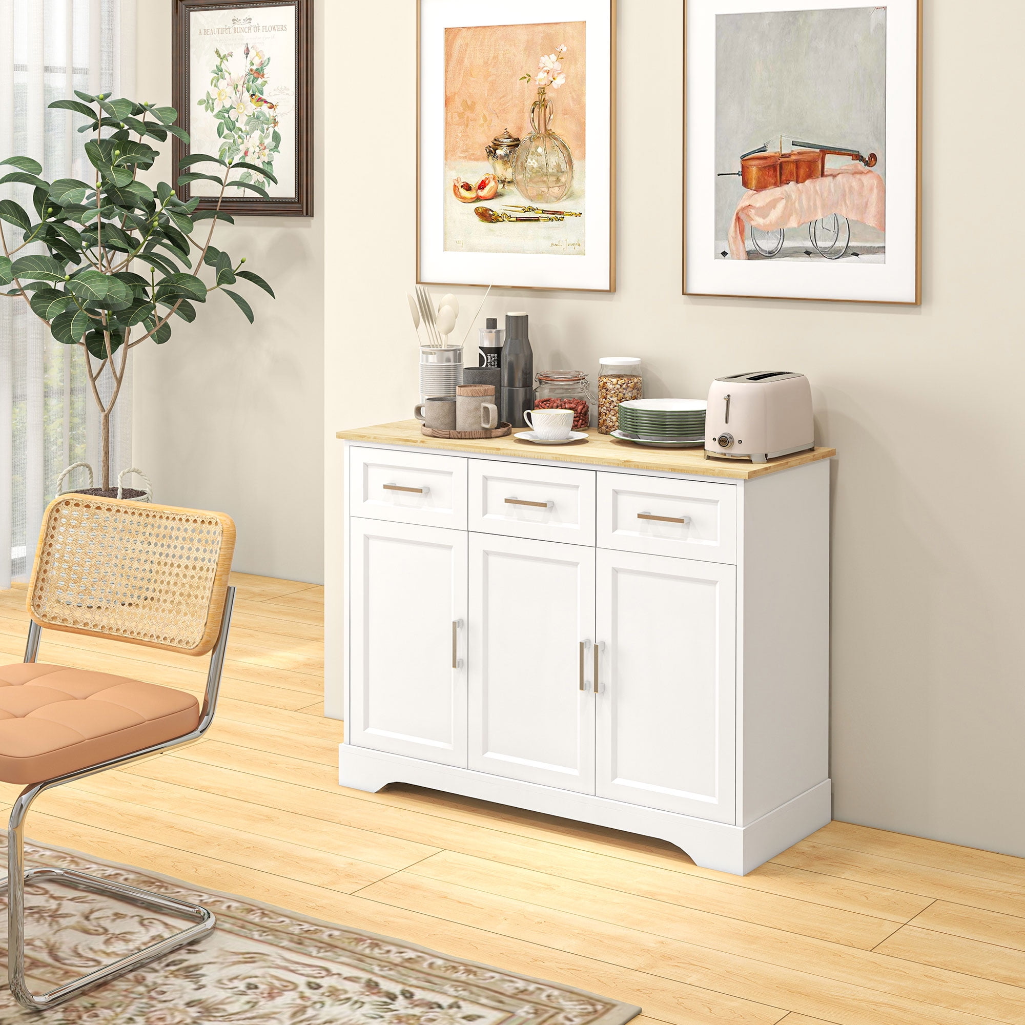 HOQBN Modern Kitchen Cabinet with Ample Storage Space, Freestanding Storage Sideboard, Multipurpose Furniture for Kitchen, Dining Room and Living Room