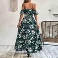 thumbnail image 5 of MORTTIC Women's Halter Floral Print Belted Long Dress with High Slit Boho Wedding Guest Beach Maxi Dress Green，S, 5 of 6