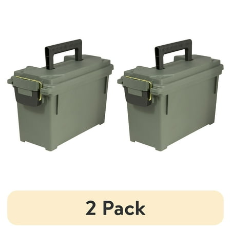 (2 pack) Strategy Field Ammo Box 11.6 L x 5.2 W x 7.2 H Plastic OD Green