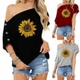 thumbnail image 1 of Fiudx Camisas para Mujer Blusa Informal de Manga Corta con Un Solo Hombro para Mujer, Tops Estampados, Moda, 1 of 5