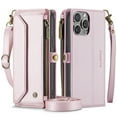 thumbnail image 2 of ShellTech Crossbody Wallet Women Men Bag Case for iPhone 14 Pro Max,Magnetic Leather Flip Case RFID Blocking 10-Card Holder Zipper Bills Slot Cash Pocket Stand Cover with Shoulder Wrist Strap,Pink, 2 of 9
