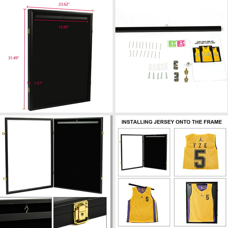 PIT66 98% UV Protection Display Jersey Frame Display Case Fit for 32Rack  Frame Lockable Football Basketball Soccer Hockey Sport Shirt 