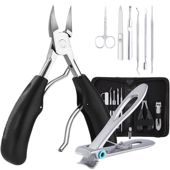 TNSAWRRYOE 9Piece Stainless Steel Ingrown Toenail & Pedicure Tool Set, Home Use Nail Care Kit with Eagle Beak Pliers, Precision Clippers & Foot Care Tools