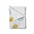 thumbnail image 2 of Cartoon Soft Flannel Fleece Throw Blanket, Happy Animals Colorful Design Sun Clouds Birds and Owls, Cozy Plush for Indoor and Outdoor Use, 60" x 80", Marigold Pink Baby Blue, by Ambesonne, 2 of 6