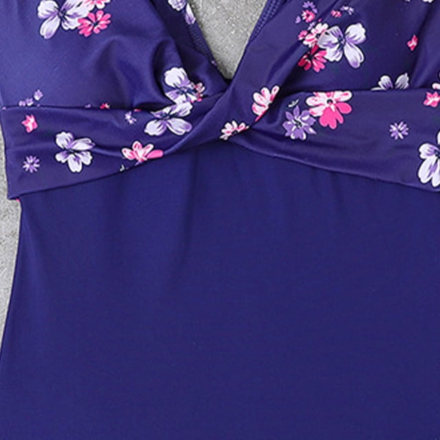 Traje de baño de mujer Bloque de color con cuello en V Conjuntos de bikini para niña femenina (XL Púrpura) FLhrweasw Para estrenar
