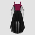 thumbnail image 5 of Dresses For Women Plus Size Fashion Gothic Vintage Midi Dress Croset Long Flare Sleeve Irregular Length Dress Short Sleeve, 5 of 6