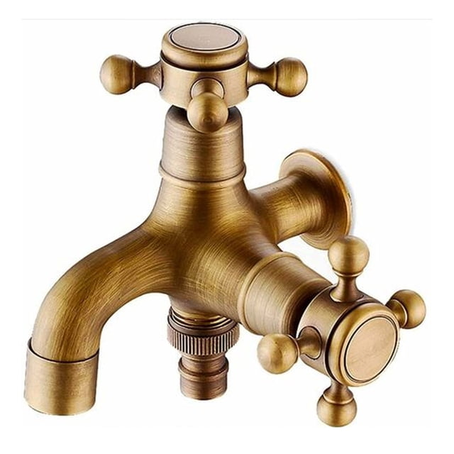 Grifo de agua de estilo europeo, fregona de doble uso Vintage, grifo para estanque, baño, montaje en pared, jardín al aire libre, grifo de agua de latón Vintage