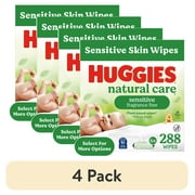 (4 pack) Huggies Natural Care Sensitive Baby Wipes, Unscented, 6 Pack, 288 Total Count (Select for More)