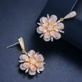 thumbnail image 6 of 3D Flower Cubic Zirconia Rose Gold Dangling Drop Earrings Luxury Party Jewelry, 6 of 8
