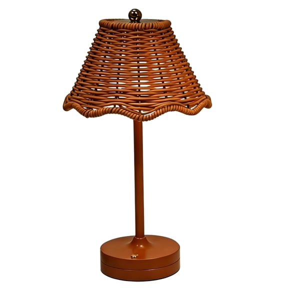 HAHUT Rattan Table Lamp, LED Rechargeable Cordless Boho Woven Desk Lamp with 3 Color Temperature Touch Control Dimmable for Living Room Bedroom Wedding Decor (Brown)
