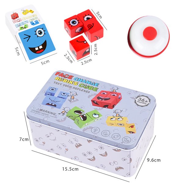 Bloques de construcción de cubos de Rubik con expresión que cambian de cara, caja de hierro, juguetes de batalla para niños, juego de mesa entre padres e hijos, juguetes de nivel de desafío