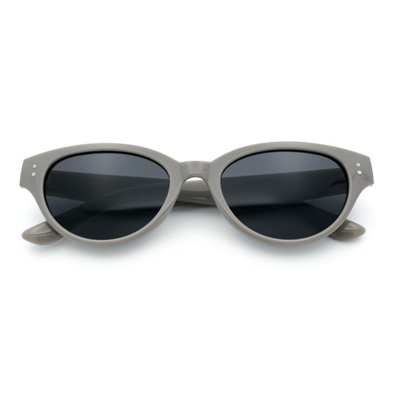 Womens Retro Hipster Cat Eye Horn Rim Plastic Fashion Sunglasses Grey - Black