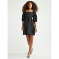 thumbnail image 3 of Free Assembly Women's Square-Neck Mini Dress with ¾ Sleeves, Sizes XS-XXXL, 3 of 8