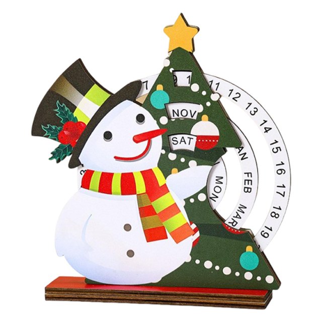 KLKCMS Calendrier de l'Avent en Bois de Noël pour Enfants, Famille, Amis Décoration de Table Bonhomme de Neige