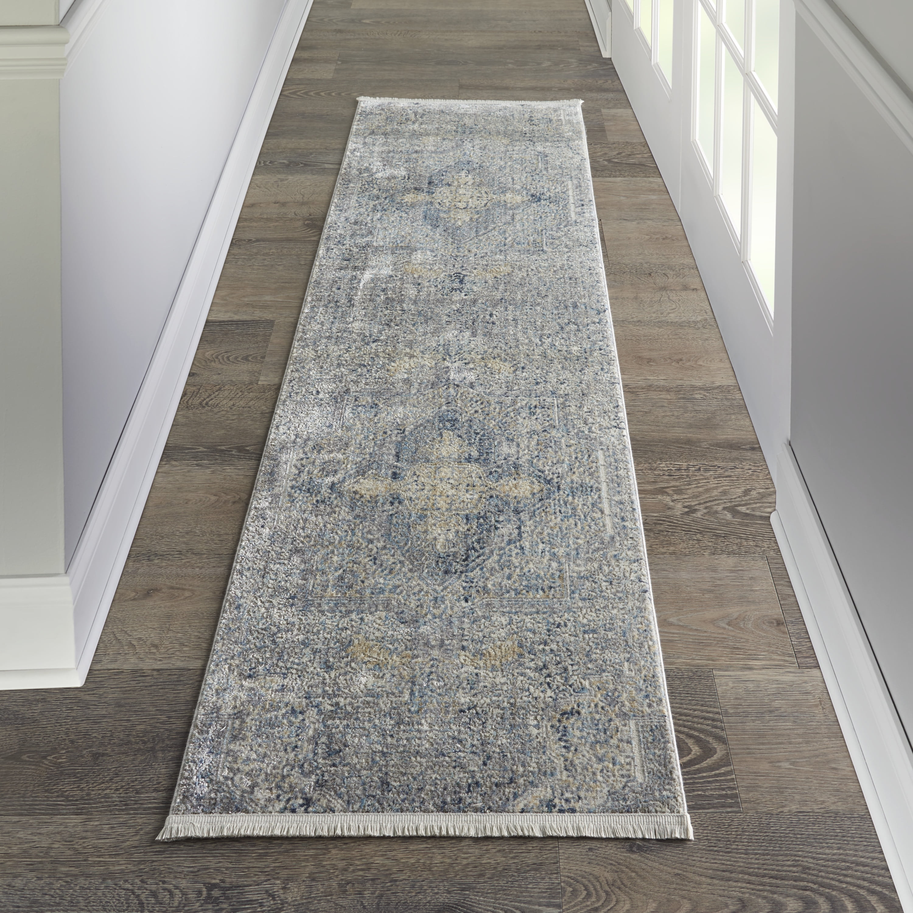 本物保証 Nourison Damask Vintage Distressed Dark Grey 8 Runner Area Rug 2 3 X 7 6 1oficioverde Com Br