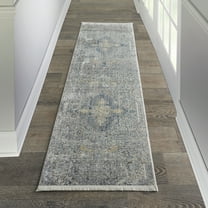 Nourison Silken Weave Floral Blue/Grey 2'2" x 7'6" Area Rug, (2x8)
