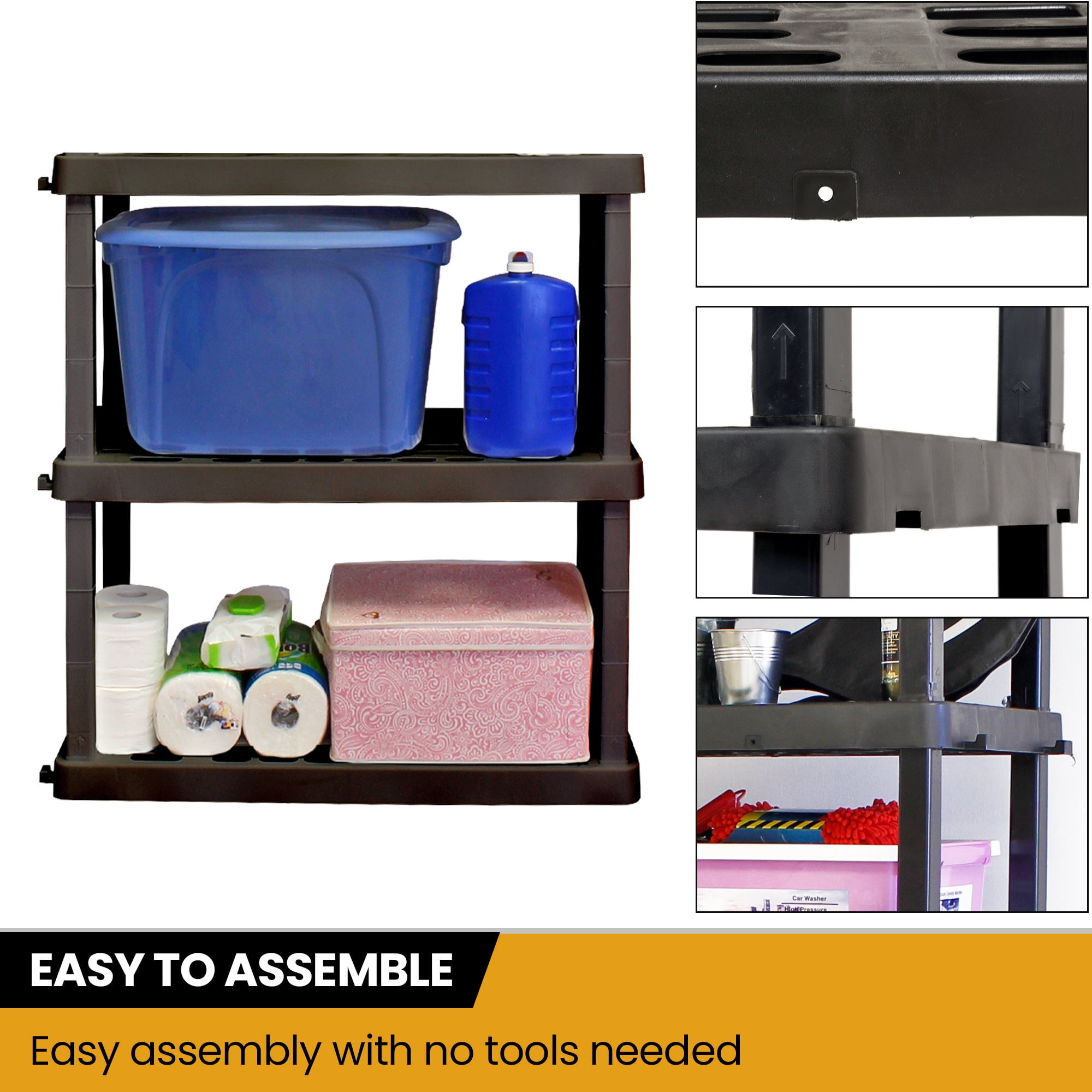 Hyper Tough Garage Shelving Unit Heavy Duty 3-Tier 2-Pack 38"H x 36"W x 18"D, Black 450 lb Total Capacity