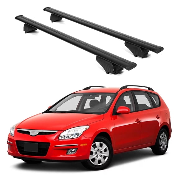 ERKUL Roof Rack Cross Bars for Hyundai Elantra Touring 2009-2012 | Aluminum Crossbars with Anti Theft Lock for Rooftop | Compatible with Raised Rails - Black