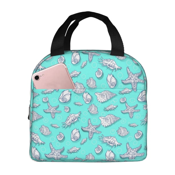 Easygdp Seashell And Starfish Bolsa Térmica Premium - Tela Oxford Impermeable, Gran Capacidad, Bolsillo Frontal, Unisex para Trabajo, Escuela, Actividades al Aire Libre y Picnics