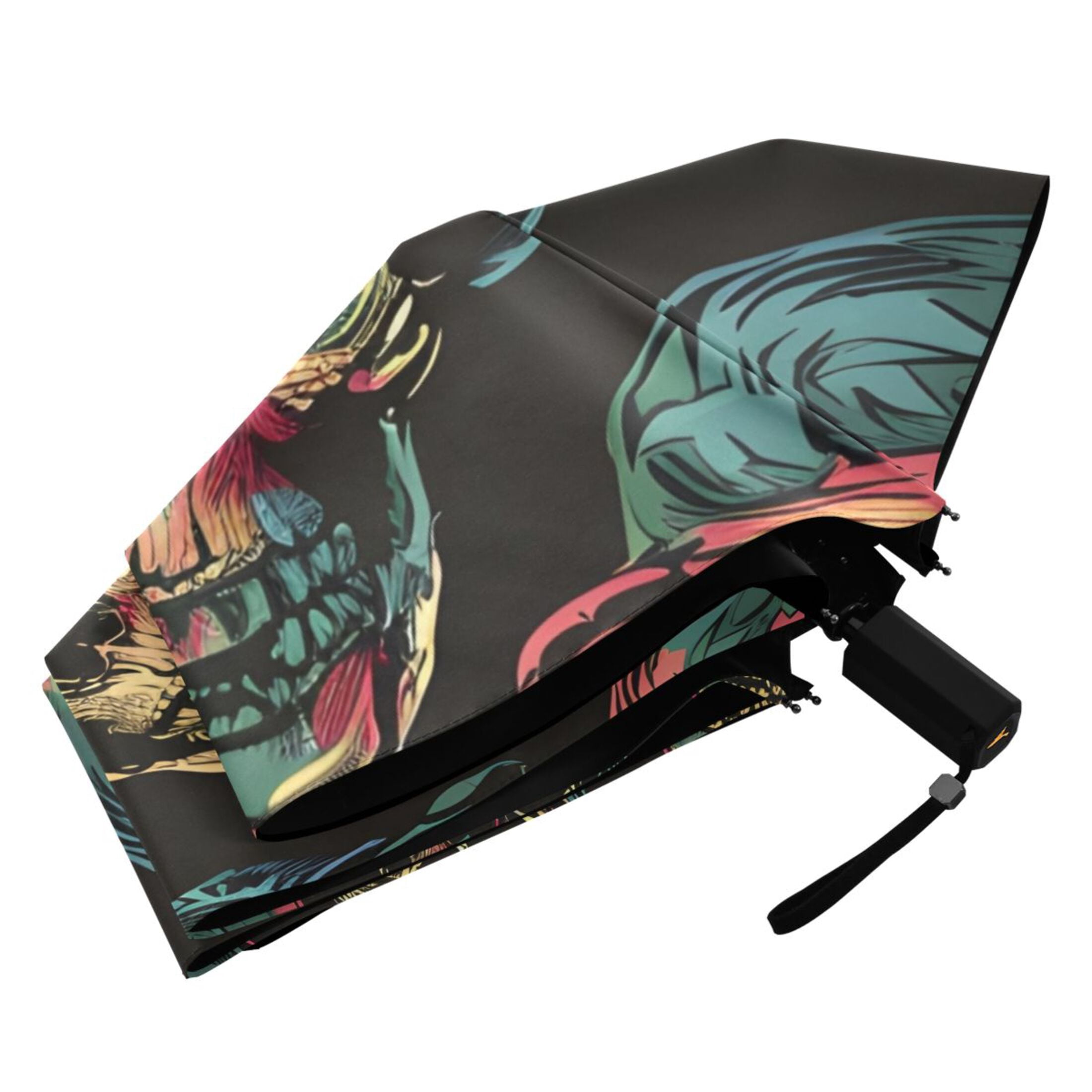 ALAZA Magic Skulls UPF 50+ Compact Folding Umbrella for Rain Travel Umbrella Packable