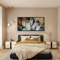 thumbnail image 3 of HFDF Feather Canvas Wall Art Modern Living Room Bedroom Wall Decoration Large Canvas Painting Artwork for Home Decor White Gold Brown Feather Picture 18x12inch Framed, 3 of 6