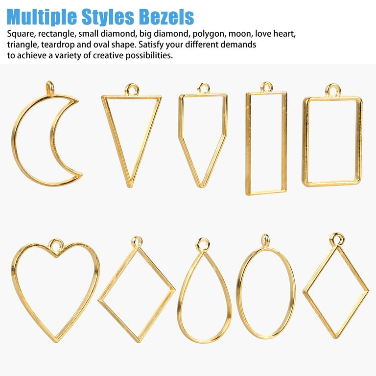 Suwimut 270 Pieces Open Bezel Pendants for Resin, 12 Styles Open Frame  Pendant Assorted Geometric Hollow Mold Metal Resin Jewelry Molds for  Earrings