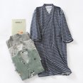 thumbnail image 2 of Albornoz de gasa de algodón para hombre, camisón tipo kimono de talla grande, pijama fino de primavera y verano, albornoz con cordones, ropa de chándal para aguas termales, 2 of 5