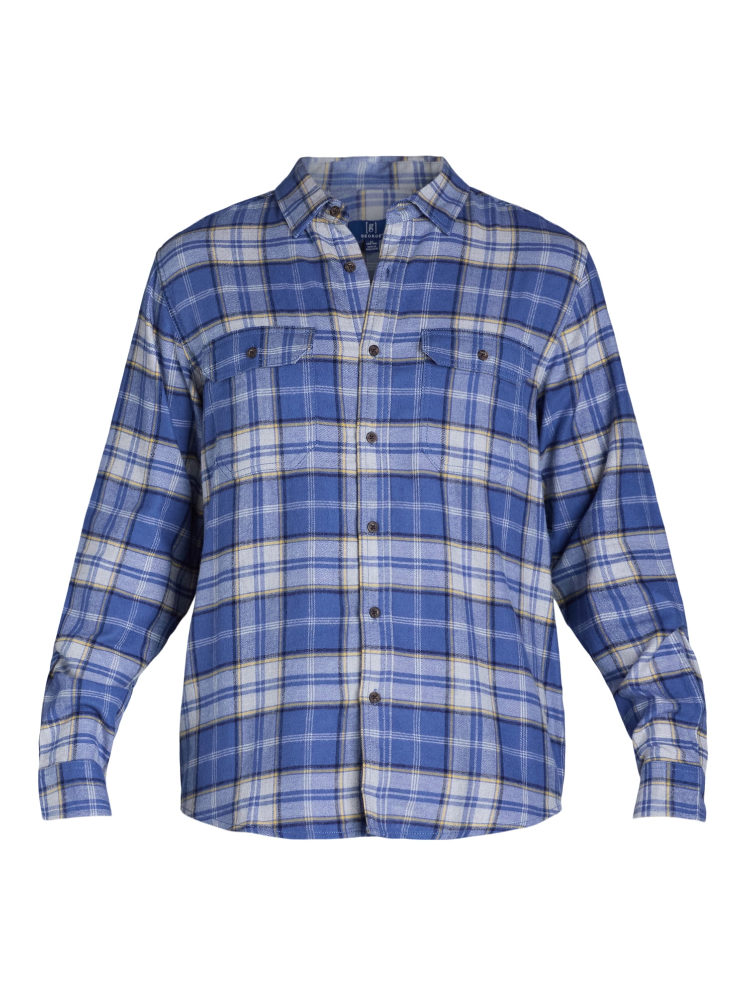 George Men's and Big Men's Flannel Shirt with Long Sleeves, Sizes XS-3XLT