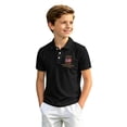thumbnail image 3 of Usa 250 Shirt Boys Knit Waffle Polo Breathable Blend Soft Soft Everyday Top Kids 4Th of July Shirt Black 3-4 Years, 3 of 5