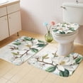 thumbnail image 4 of Spring Magnolia Bathroom Rugs Set Vintage White Floral Non Slip Absorbent Soft Bath Mats 3 Piece Set with Bathroom Rug, U-Shaped Floor Mat, Toilet Seat Cover Small Size, 4 of 9