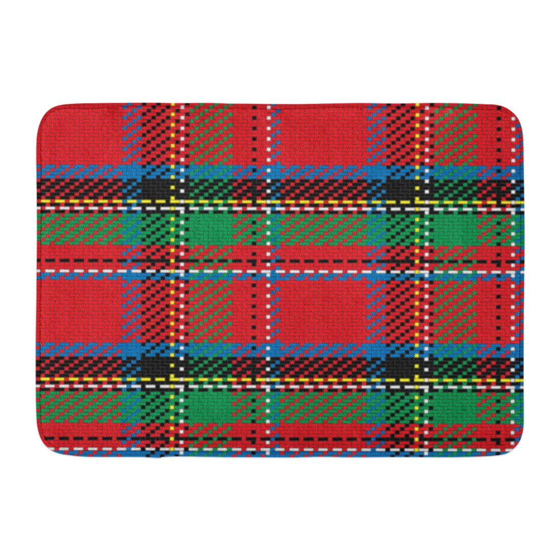 KDAGR Green Abstract Scottish Tartan Royal Stewart Plaid Red Black Britain Doormat Floor Rug