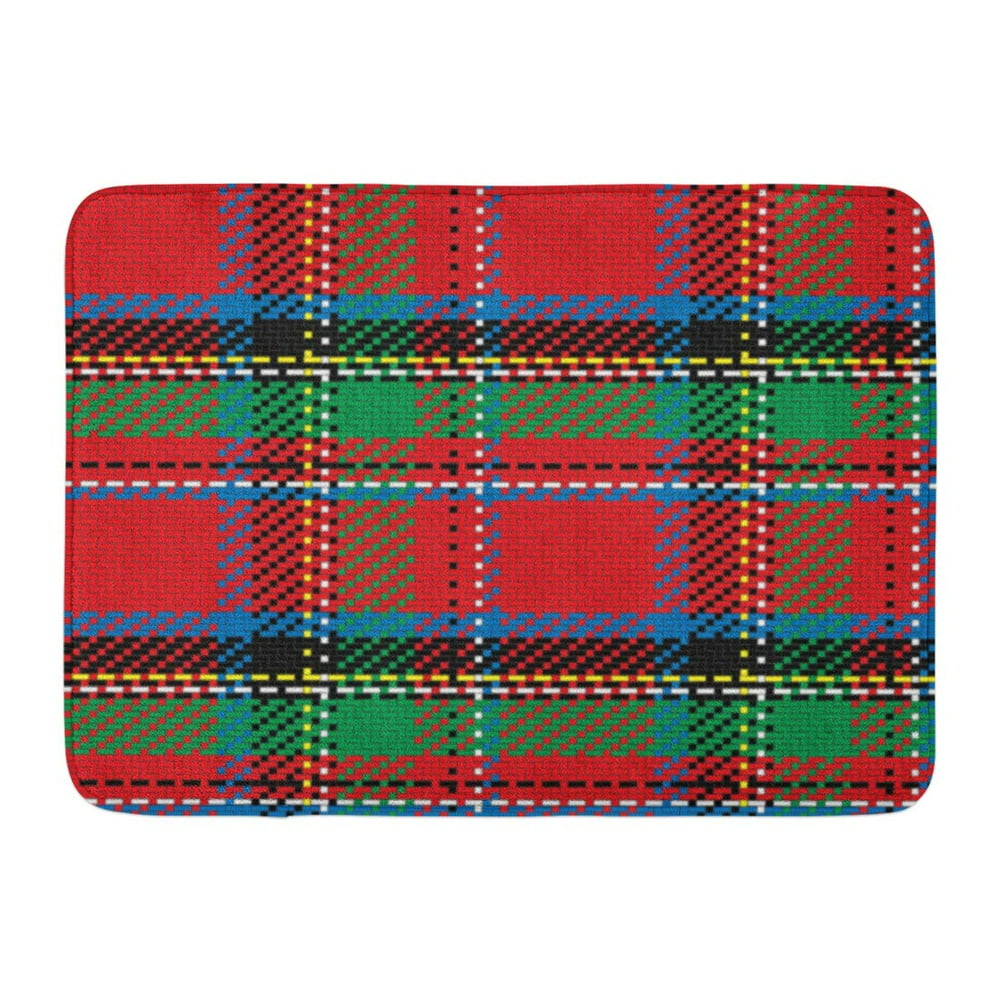 KDAGR Green Abstract Scottish Tartan Royal Stewart Plaid Red Black Britain Doormat Floor Rug