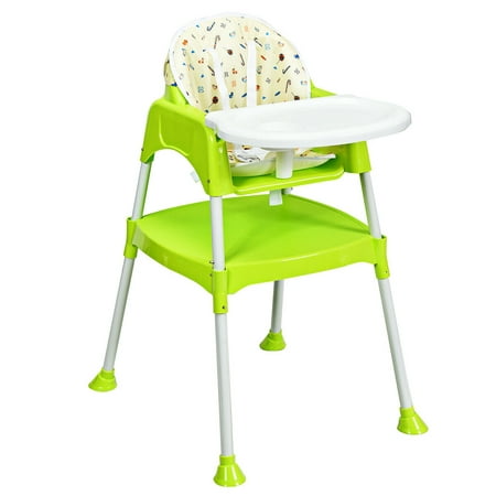 Costway Green 3 in 1 Baby High Chair Convertible Table Seat Booster Toddler Feeding