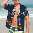 thumbnail image 2 of Hawaiian Shirt for Men, Skater Skeleton Thrills Summer Shirts for Men, Mens Button Down Short Sleeve Shirt, 2 of 7