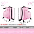 thumbnail image 5 of Toddler Travel Suitcase with Ride-On Feature - Safety Belt, Pedals, Matte Finish, and Silent Wheels for Kids Aged 3-12, 5 of 9