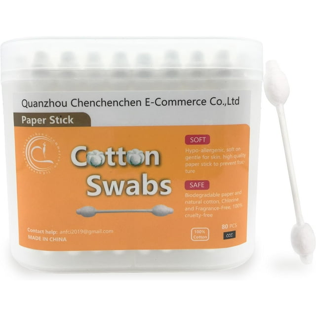 HSHDLDF 6 Packs Safety Bamboo Cotton Swabs with Large Tips, Baby Cotton Buds 480pcs