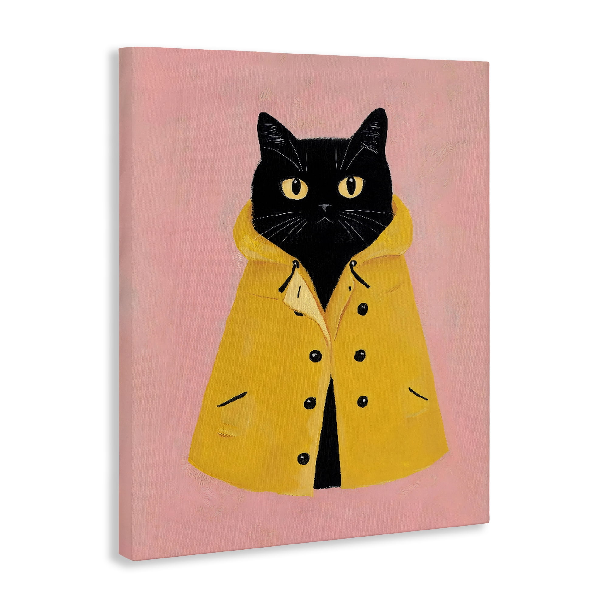 Stupell Industries Black Cat in Yellow Raincoat Canvas Wall Art, design by The Prints Vibe