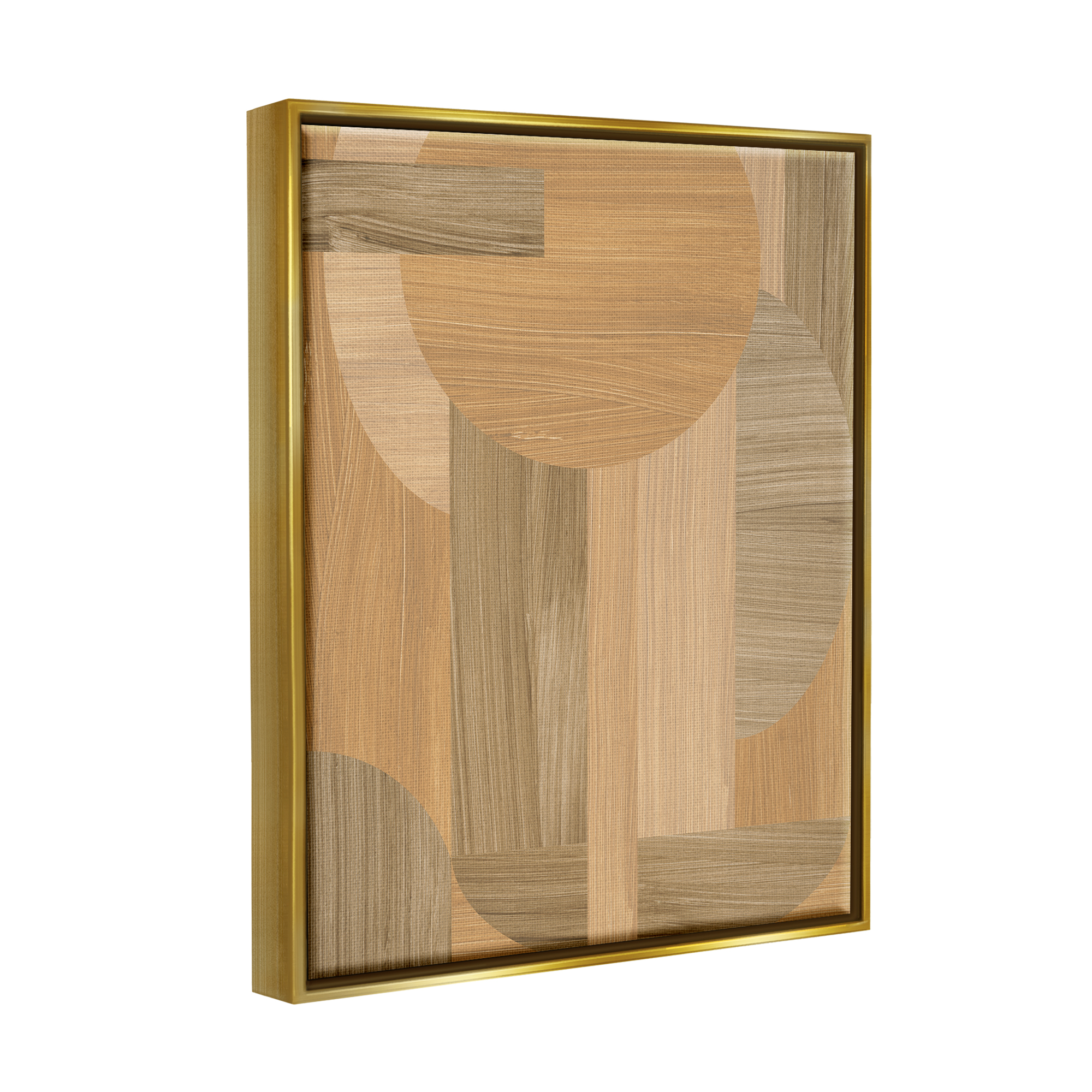Stupell Industries Rustic Patterned Shapes Abstract Painting Gold Floater Framed Canvas Art Print Wall Art, 25 x 31