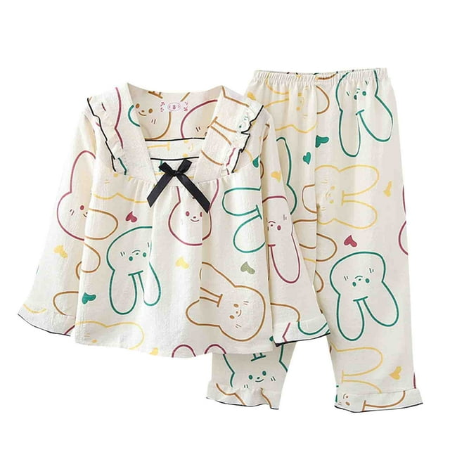 Odeerbi 2-12 Años Niños Niñas Pijama de Algodón Conjuntos Tops de Manga Larga A Rayas Pantalones Conjunto de Pijama de Dos Piezas