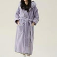 thumbnail image 2 of Kaemgyyd Sherpa Robes for Women Long Sleeve Hooded Bathrobes Casual Soft Sleepwear with Pockets Winter Warm Loungewear, 2 of 3