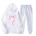thumbnail image 4 of Valentine's Day 2 Piece Tracksuits for Women - Cute Funny Bow Graphic Hoodie Jogger Sweatset, 4 of 4